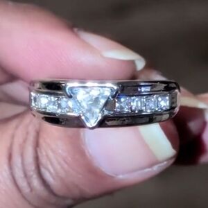 Elegant 14k White Gold Plated Men's Ring Sz 13